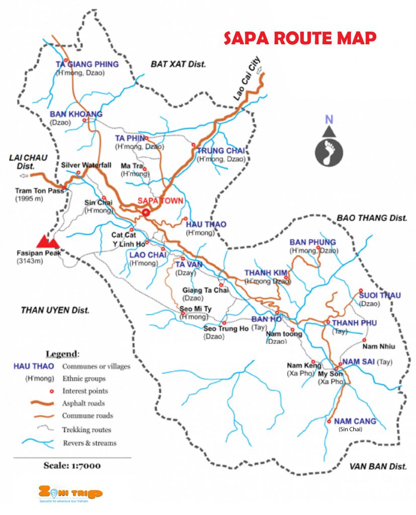 Sapa trekking map
