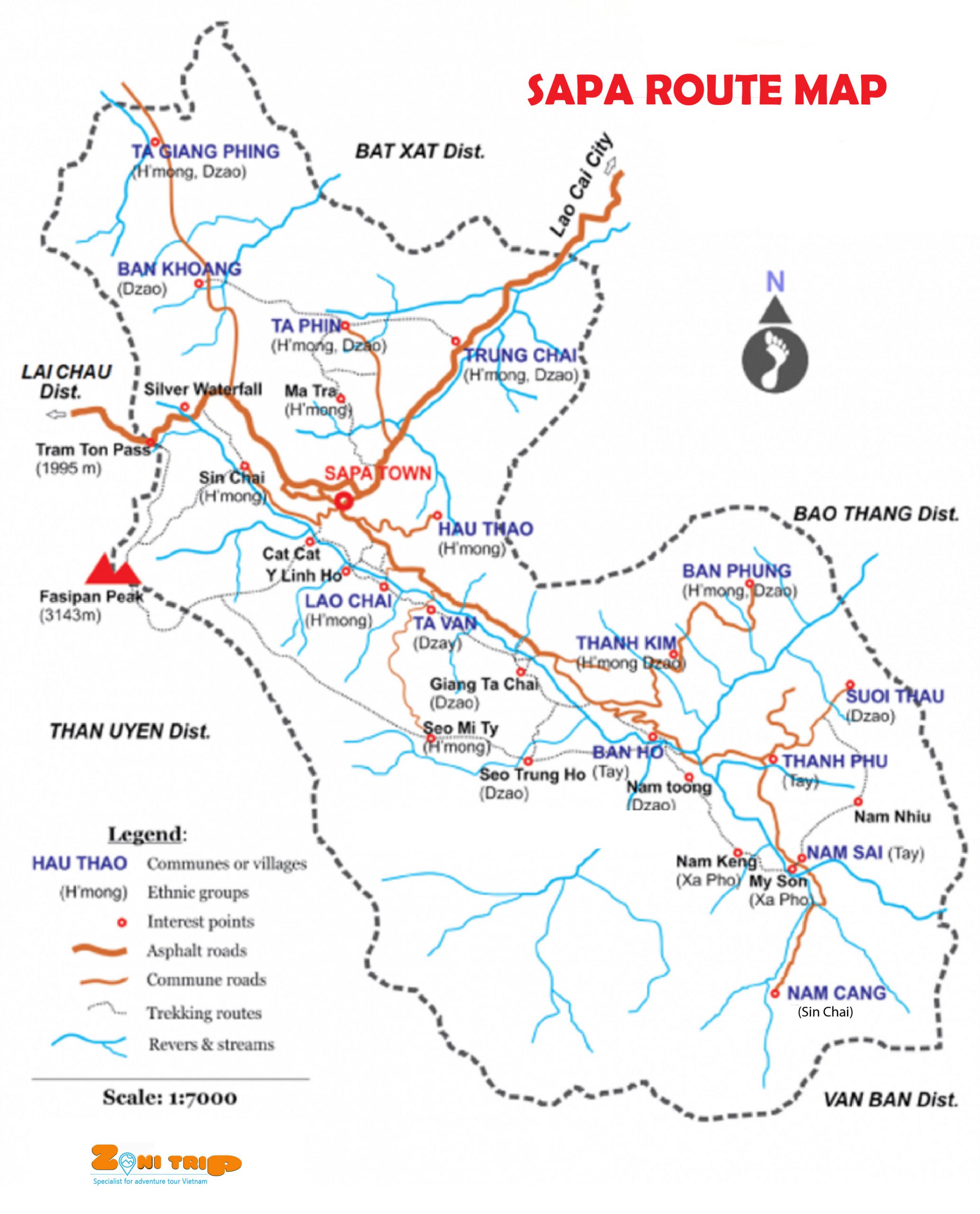 Sapa trekking map