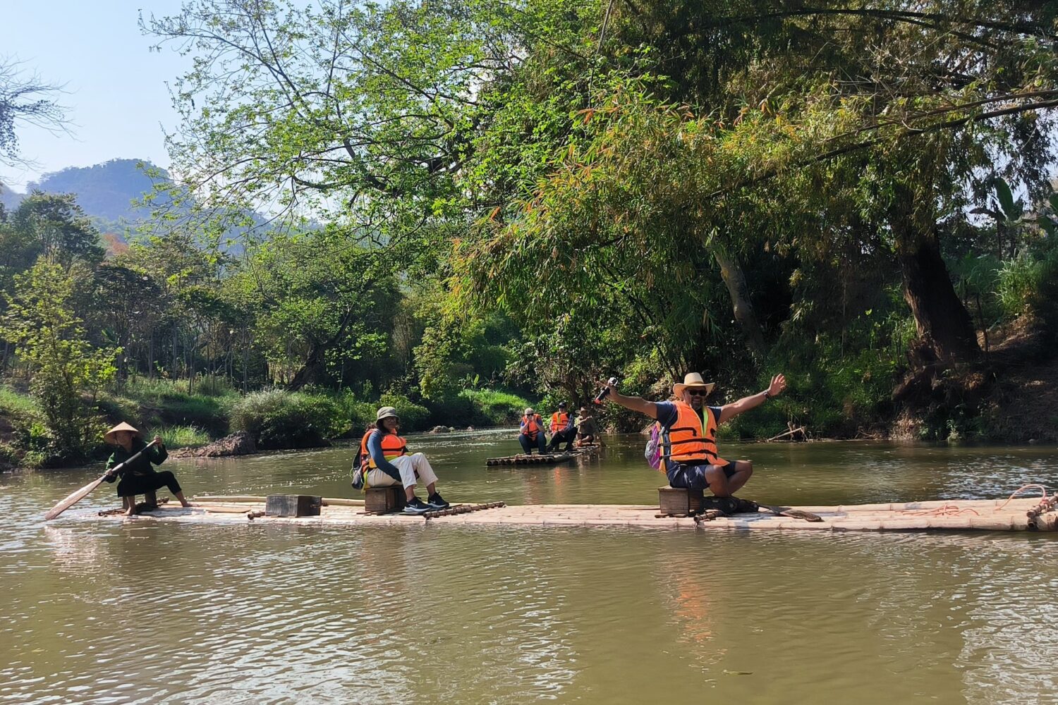 bamboo raft in pu luong