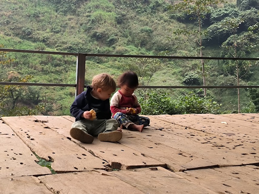 "An adventurous day on a motorbike exploring Tram Tau with the 2-year-old kid"